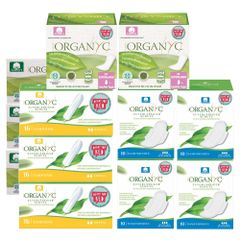 Nachfüllset Mix für Periodenservice Box-  Bio-Tampons normal und super - Bio- Slipeinlagen to go - Bio-Binden normal von Organyc
