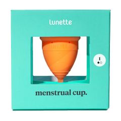 Menstruationstasse orange - hypoallergen und scheidenflorafreundlich - sicherer Tragekomfort - geprüftes medizinisches Silikon von Lunette
