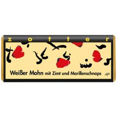 Bio Schokolade Weißer Mohn mit Zimt Marille 70g - 10er Vorteilspack von Zotter