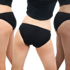 3er Set erdbeerwoche Periodenslip schwarz - Nachhaltige und vegane zero waste Periodenunterwäsche für leichte bis mittlere Menstruation - bis 60 Grad waschbar