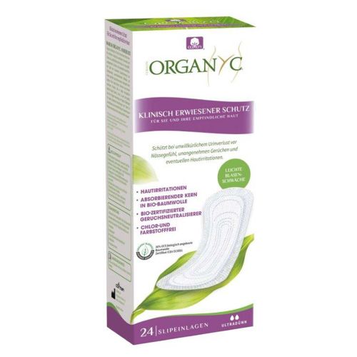 Bio-Slipeinlagen Ultradünn 24 Stück - bei leichter Blasenschwäche - 100% Bio Baumwolle - chlorfrei gebleicht - sehr atmungsaktiv  von Organyc
