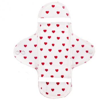 Ellas organic cloth pad and liner (red hearts)