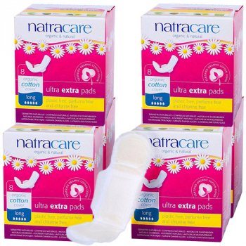 Set of 6 Natracare sanitary pads extra long with wings