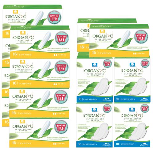 Nachfüllset Tampon- und Bindenspender - Bio-Binden normal mit Flügeln - Bio-Tampons aus Baumwolle -  geeignet für Allergikerinnen von Organyc