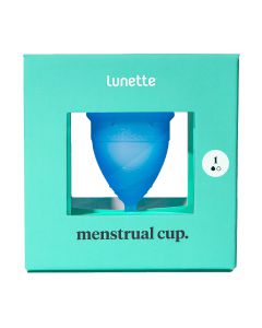 Menstruationstasse blau - nachhaltig - hypoallergen und scheidenflorafreundlich - sicherer Tragekomfort - geprüftes medizinisches Silikon von Lunette