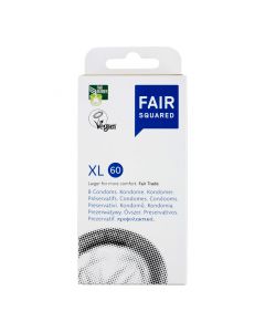 Vegane Kondome - XL 60 - 8 Stück - 60mm Durchmesser - glatt - transparent - aus natürlichem Latex von FairSquared